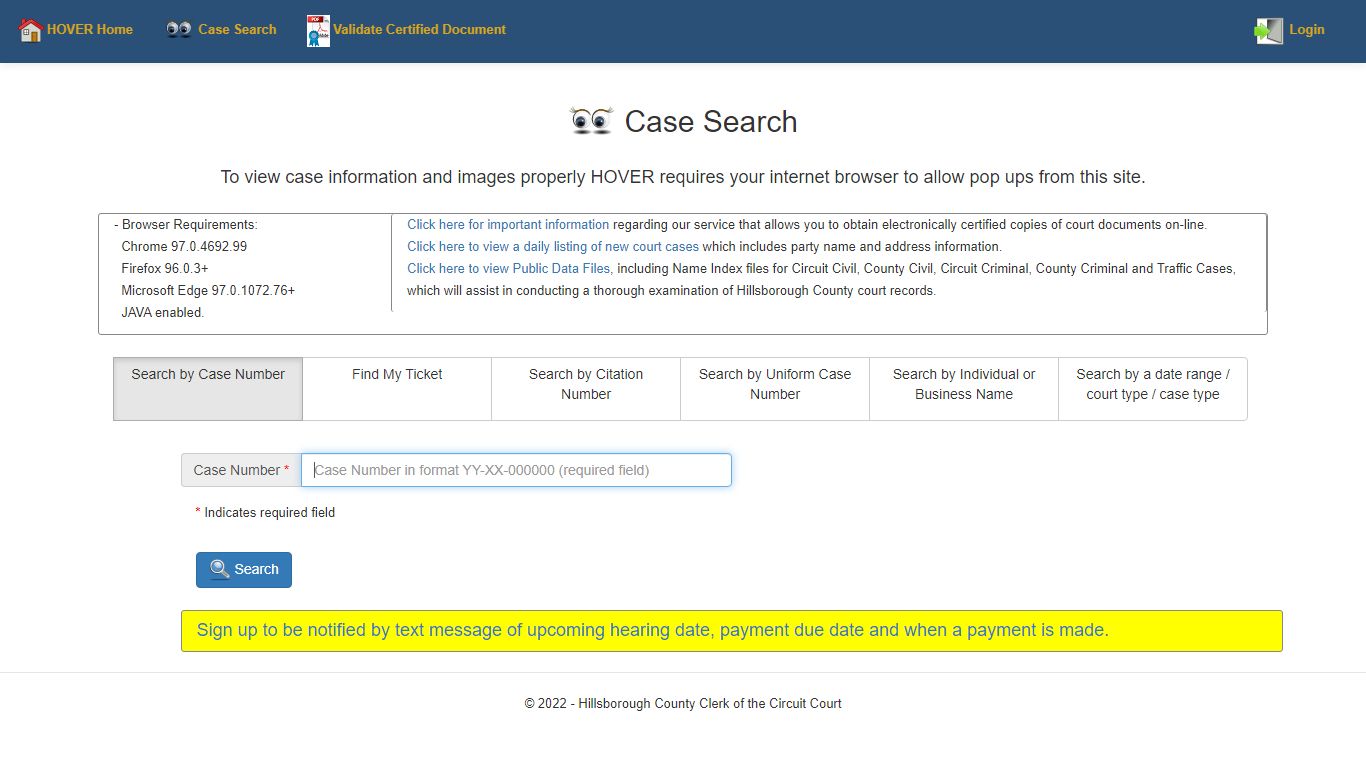 Case Search - Hover Home